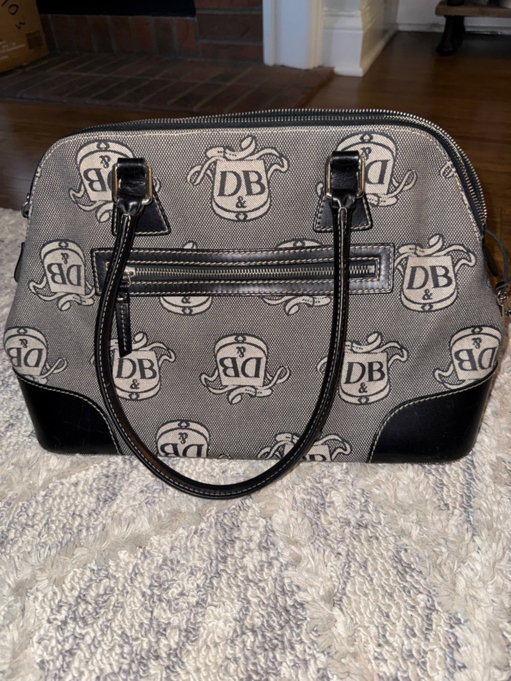 Dooney & Bourke Black and Gray Logo Dome Satchel - Picture 2 of 5